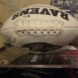 Ed Reed Autographed Baltimore Ravens Embroidered White NFL Football 