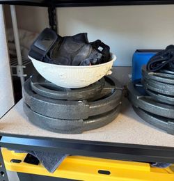 Cast Iron Weight Plates Set and Dumbbell Bar