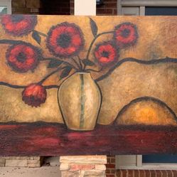 Beautiful Painting Of Vase With Flowers 