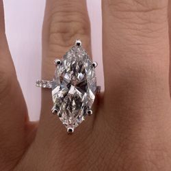 5.65 carat G VS1 marquise lab diamond Engagement Ring Pavé Band 