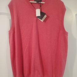 Brooks Brothers Supima Cotton Melon Sweater Vest golf attire Brand New Size large men's