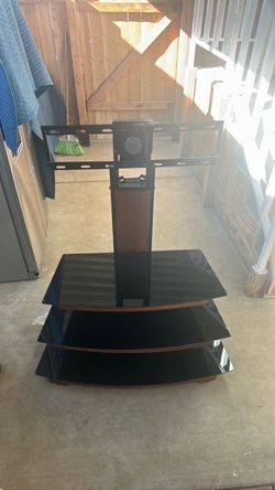 3-Tier Glass TV Stand with mount like new will fit up to 60” tv