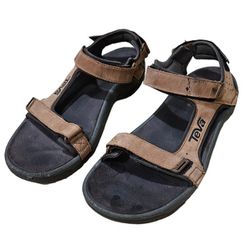 Mens Teva Hiking Sandals Adjustable 11 Brown Leather Hiking Outdoors