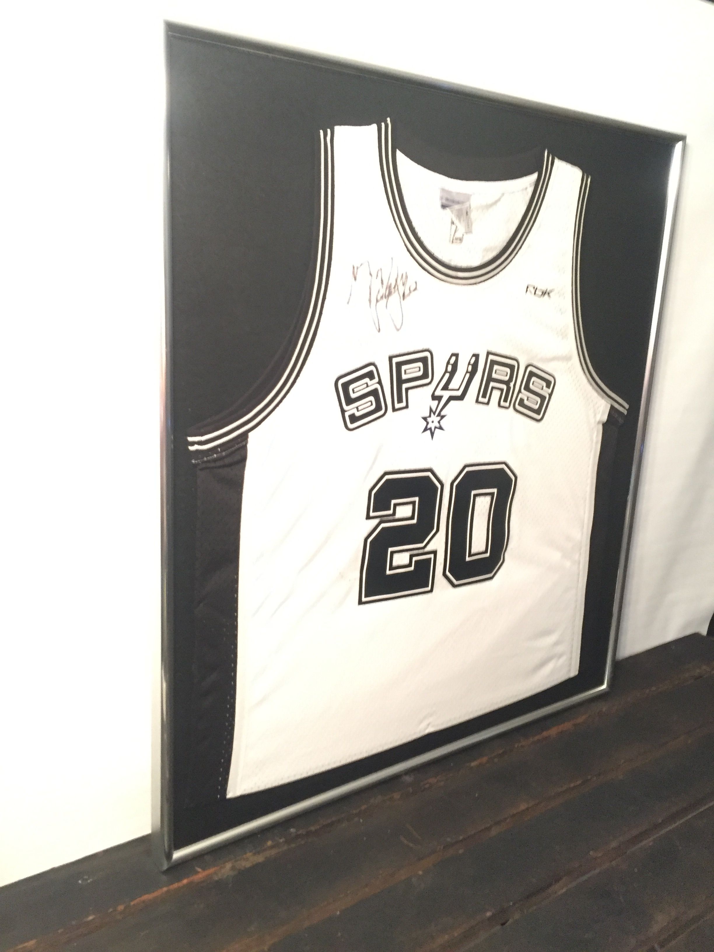 Manu Ginobili Autographed Framed Game Jersey