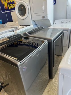 Stainless glass top washer and dryer