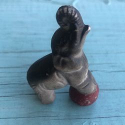 Vintage Ceramic Show Elephant with Ball Figurine Stamped Japan