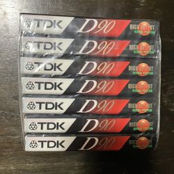 Vintage TDK D90 Rare 7 Pack Sealed Cassette Tape Pack Deadstock Media