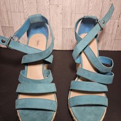 Mossimo Turquoise Soft Faux Suede Size 10 Wedge Heels