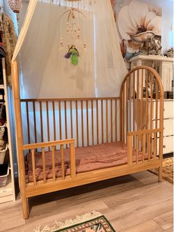 Crate & Barrel Kids Canyon Spindle Natural Wood Convertible Crib by Leanne Ford