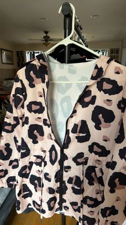 Brown and black Print Zip-Up Jacket for rain