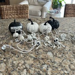 Lot Of 5 Black And White Halloween Decorations 