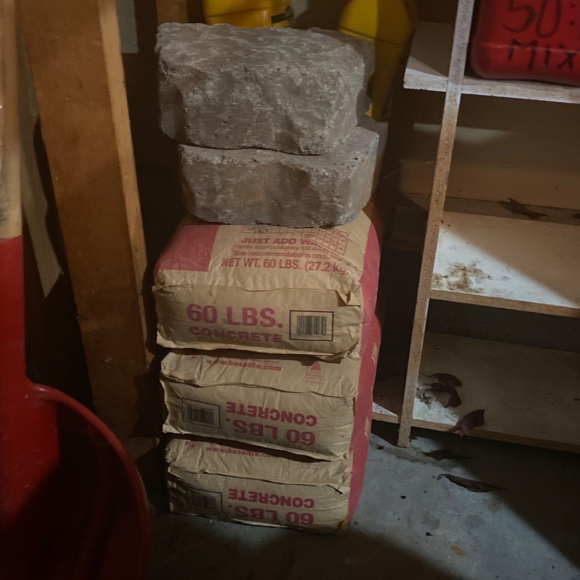 3 Bags Of ‘60-pound Concrete Mix W/ 2 Gallons Concrete Sealer