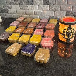 scentsy 23 packages of bars and a scentsy candle holder 