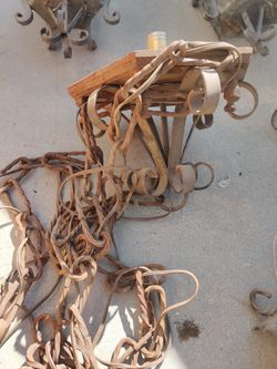 Antique Wrought Iron Lighting Sconces, Twisted Type Linked Chain