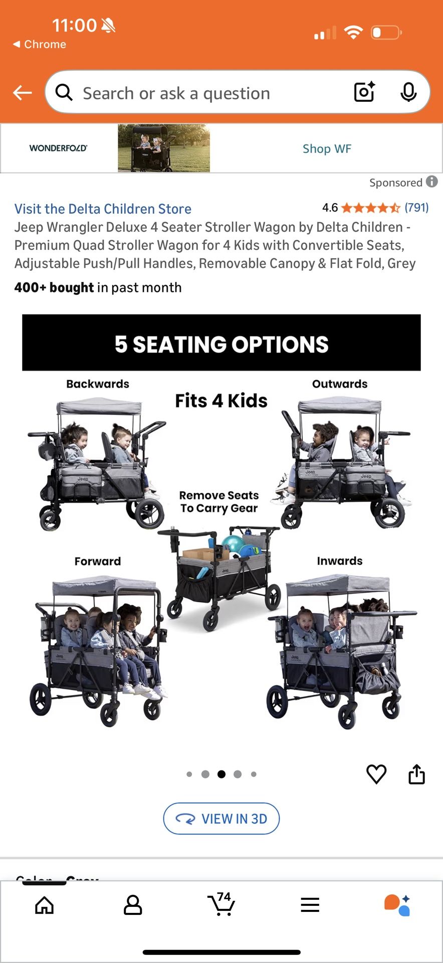 Jeep Wrangler Deluxe 4 Seater Stroller Wagon