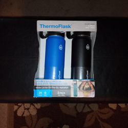 BRAND NEW 2-PACK THERMO FLASK DOUBLE WALL VACUUM INSULATED STAINLESS STEEL BOTTLES 