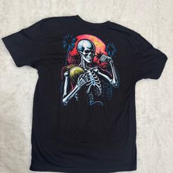 New xl mens black t shirt skeleton skull rave festival raver outfit