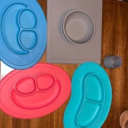 Baby Silicone Plates (4 Pieces) And Learning Silicone Cup