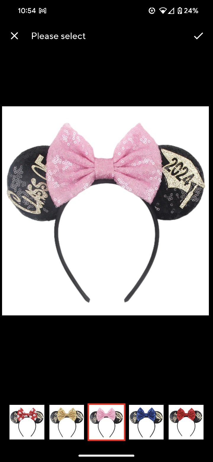 Disney Pink Bow Mickey Graduation Ears 