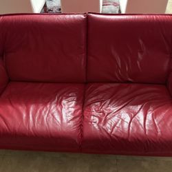 Italian Red Leather Couch