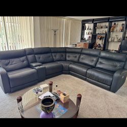 Free Delivery- Black Leather Recliner
