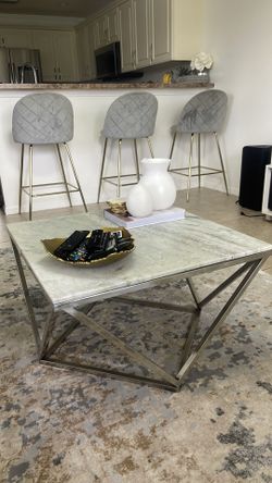 Solid Marble Coffee And End Table Set