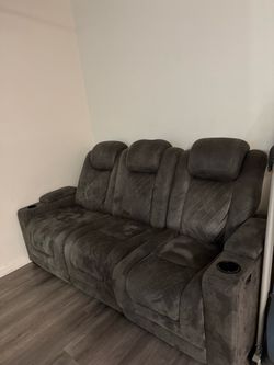 Dark Brown Electric Reclining Couch Set