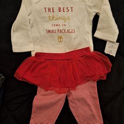 New Baby Girl Christmas Outfit  Size 0/3