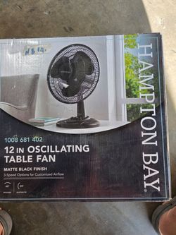 Hampton Bay
12 in. 3-Speed Oscillating Personal Desk Fan with Tiltable Head in Blac