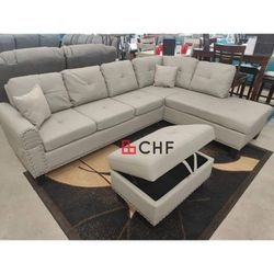 3 Pc Sectional Sofa With Storage Ottoman And Two Cup Holder //LIMITED TIME OFFER 