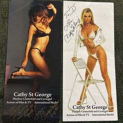 2 Autographed Pictures Of Playboy Cathy St. George 1982