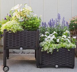 Barton Living 2-Tier Raised Garden Planter Box – Rattan Style – Item 94127