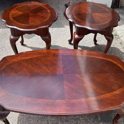Antique coffee/tea table end & side table set solid wood brown L45”*W27”*H17”& L28”*W23”*H21”