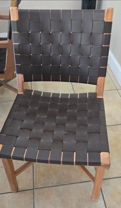 4 chairs . Woven Leather Dining Chairs.