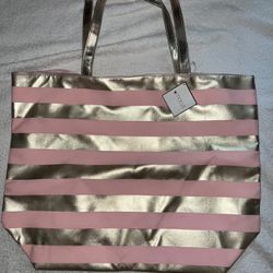 Large Bag Tote Macys Pink Gold New 