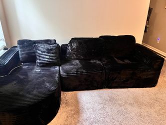 Move Out Sale- All Black Velvet Couch