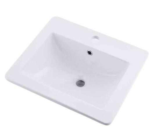 Bathroom sink 21"x18" white rectangular modern cerámic new in box never used