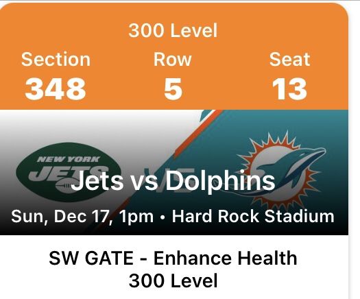 3 Miami Dolphins Tickets Plus Parking Pass