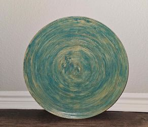 Large Wood Teal Plate