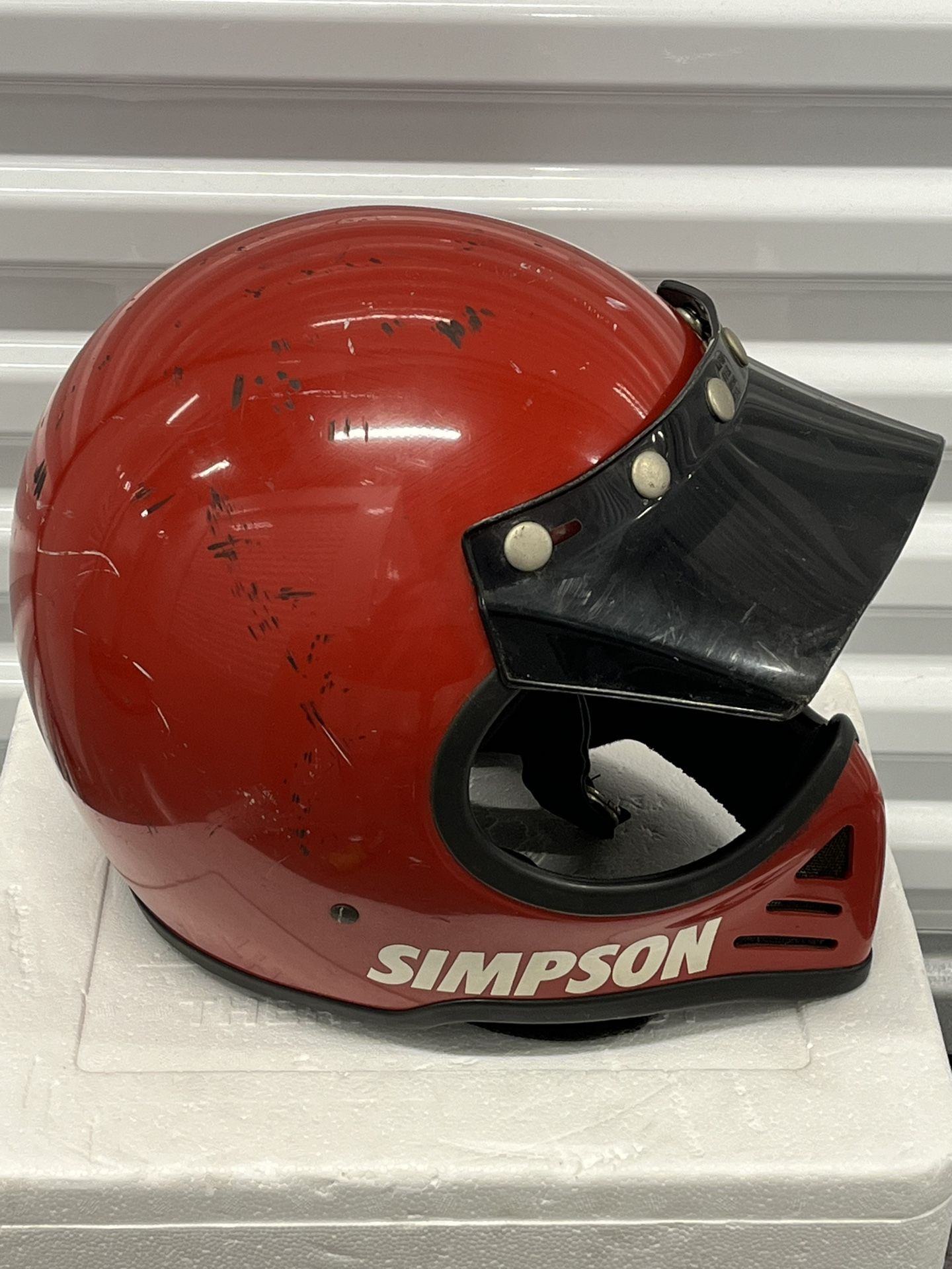 Vintage 1980 Simpson Red Racing Helmet Serial: 3/8, By