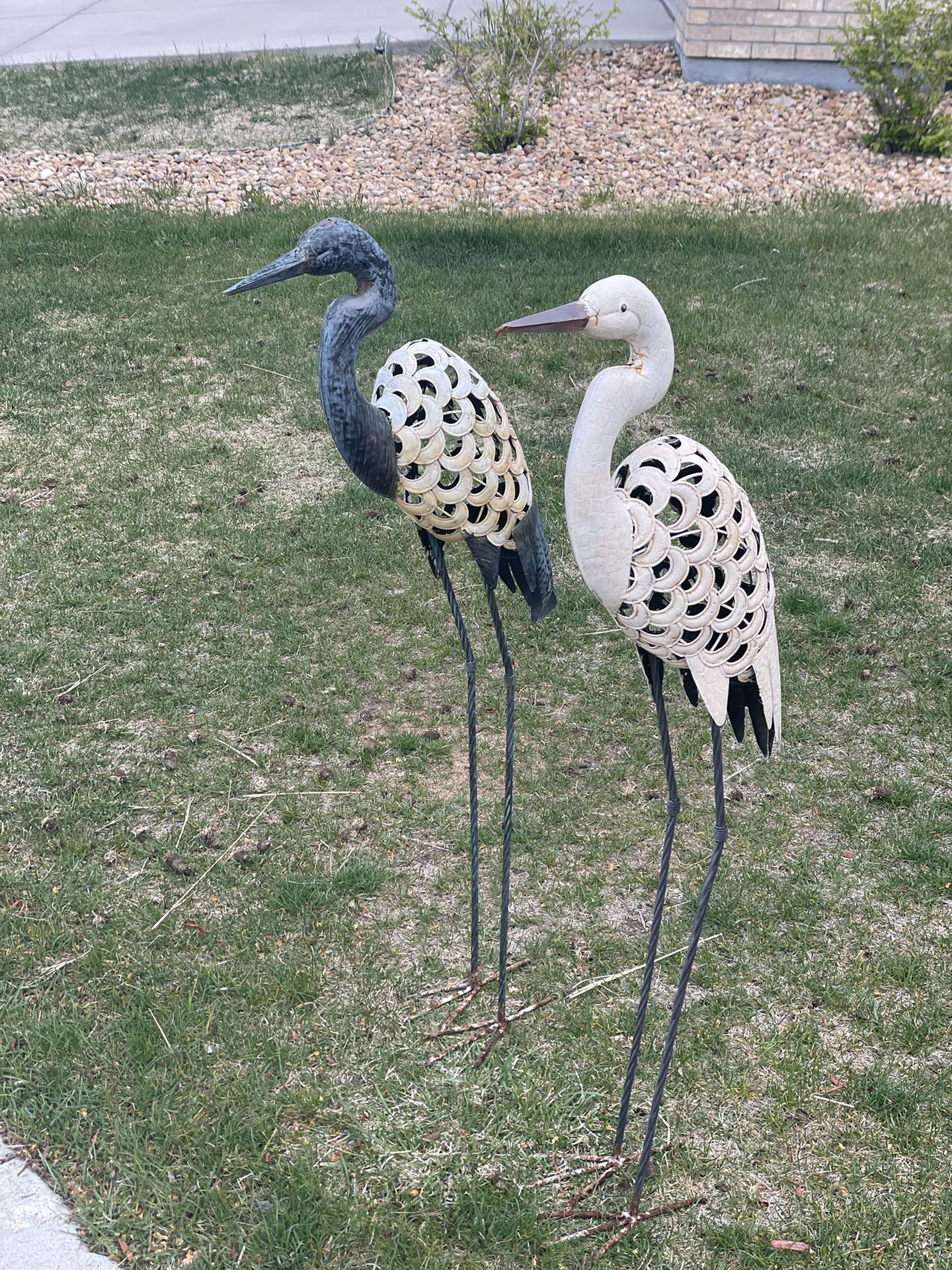 Wrought Iron Standing Cranes 