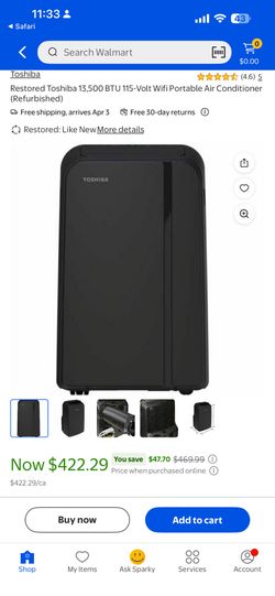 Toshiba 13,500 BTU Portable AC