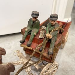 Antique Cast Iron toy Clydesdale horse drawn carriage of