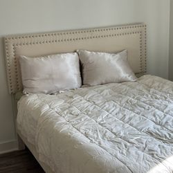 Queen size headboard, and mattress less than a year old
