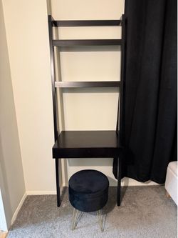 Wall leaning vanity and storage chair