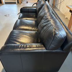 Ethan Allen Black Leather Sofa – Great Condition