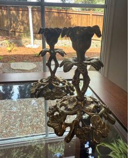 Two Vintage Glo Mar Art Works Candlesticks
