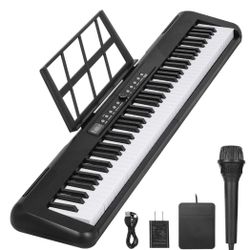 Crtynell Digital Piano 88 Key with Semi-Weighted Keys, Full-Size 88 Key Keyboard Piano for Beginner, with Power Adapter, Sustain Pedal, Bluetooth, MID
