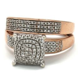 Ladies Diamond/Rose Gold Wedding Set