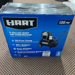 8 Gallons Hart Quiet Air Compressor 135 Psi New
